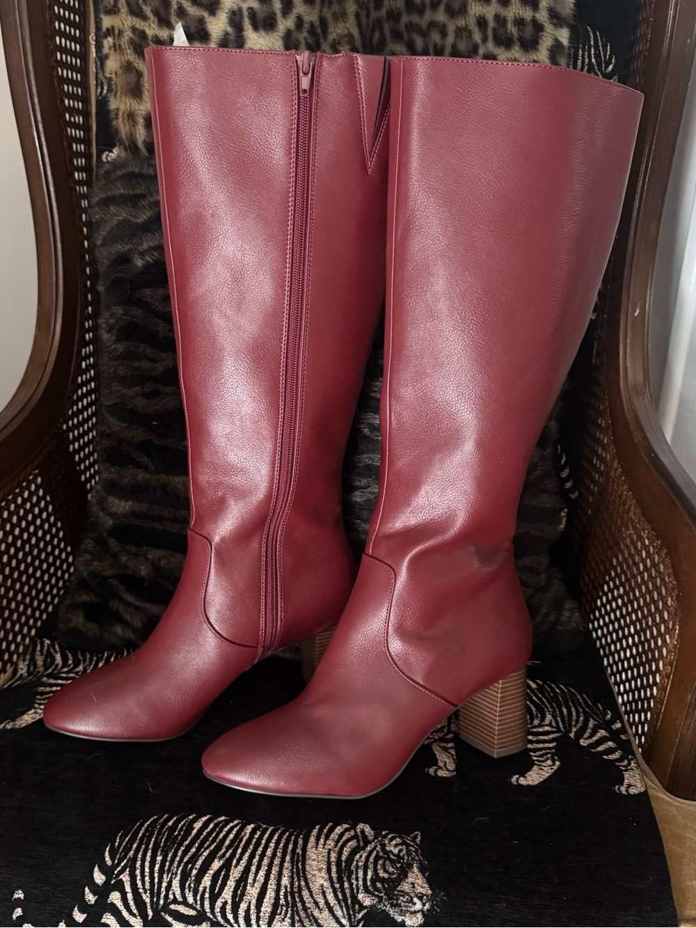 Loft Women's Tall Burgundy Leather Knee Boots